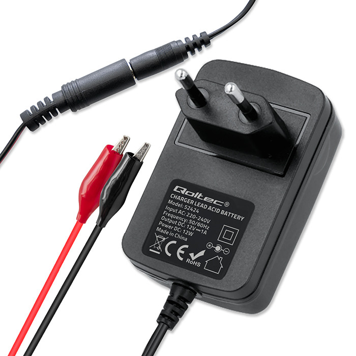 Automatyczna ładowarka Qoltec 12V 1A LED Prostownik