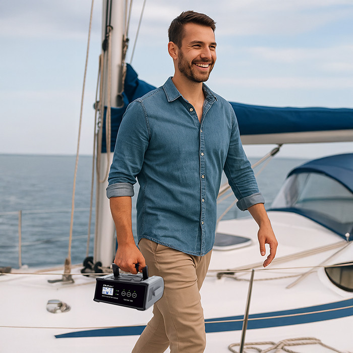 Qoltec Prostownik  Mikroprocesorowa Ładowarka 12/24V 25A LCD