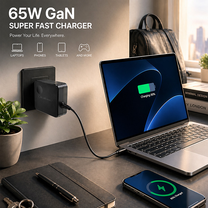 Qoltec ładowarka GaN 65W USB-C PD PPS