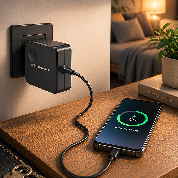 Qoltec ładowarka GaN 65W USB-C PD PPS