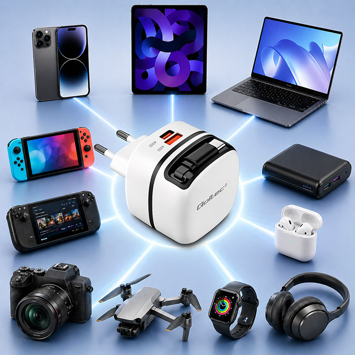 Qoltec Ładowarka GaN 65W USB-C PD/PPS