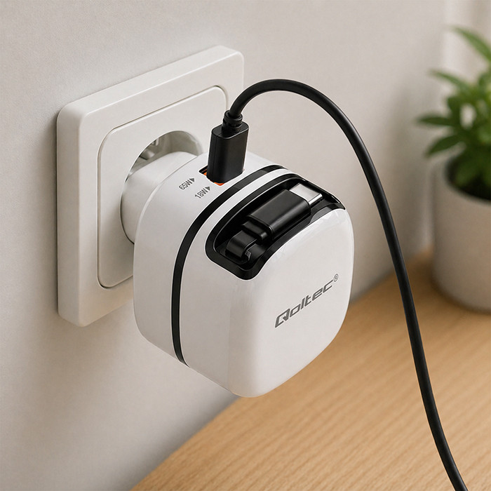 Qoltec Ładowarka GaN 65W USB-C PD/PPS