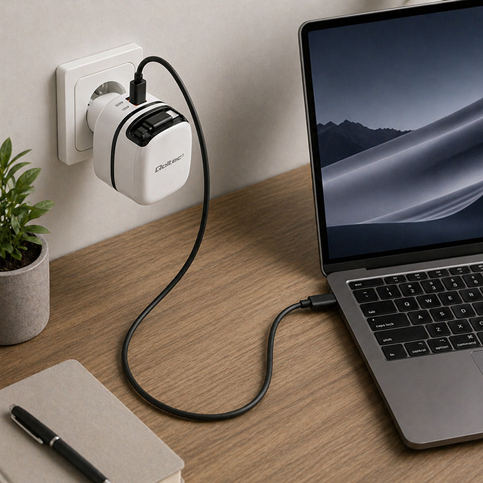 Qoltec Ładowarka GaN 65W USB-C PD/PPS
