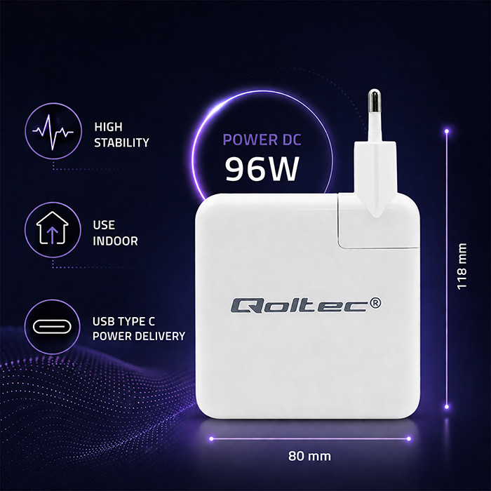Qoltec ładowarka USB-C PD 96W