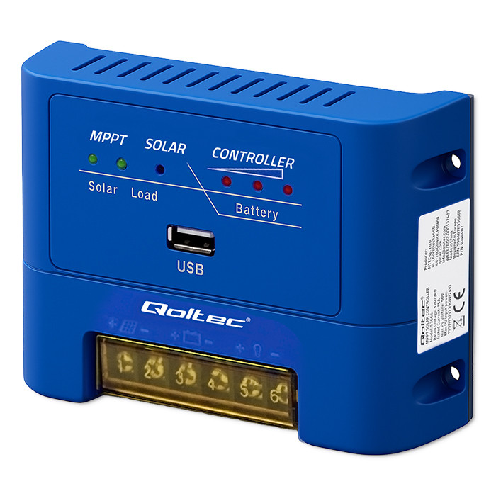 Qoltec Solarny regulator ładowania MPPT 15A do zasilania odbiornik&oacute;w DC i ładowania akumulator&oacute;w 12V / 24V | LiFePO4