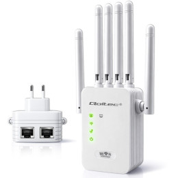 Qoltec Wzmacniacz sygnału  WiFi 5 | Repeater | Access Point | AC1200 | 6 Anten | 2x RJ45 | 128MB 