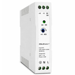 Qoltec Zasilacz na szynę DIN | 24W | 24V | 1A | Biały | Slim