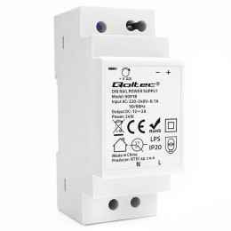 Qoltec Zasilacz na szynę DIN | 24W | 12V | 2A | Szary