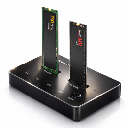 Qoltec Stacja dokująca dysk&oacute;w SSD M.2 | NVMe|  SATA | USB-C | DUAL 2 x 2TB