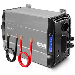 Qoltec Przetwornica napięcia Pure Sine Wave | 12V na 230V | 3000/6000W | LCD | USB | USB-C | Kompatybilna z LiFePO4 GEL AGM