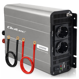 Qoltec Przetwornica napięcia MS Wave | 12V na 230V | 2000/4000W | USB | Kompatybilna z LiFePO4 GEL AGM