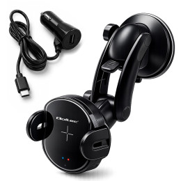 Qoltec  Qoltec Ineligentny uchwyt samochodowy z funkcją iR i ładowaniem indukcyjnym Qi 15W | QC 3.0 |USB-C