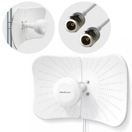 Qoltec Antena paraboliczna 4G 5G LTE | 2x19dBi | kierunkowa | zewnętrzna | LTE 600&ndash;2700 MHz | 5G 3300&ndash;4200 MHz | N Female | wodoodporna | 5m