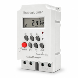Qoltec Elektroniczny programator czasowy PC0629 na szynę DIN | LCD