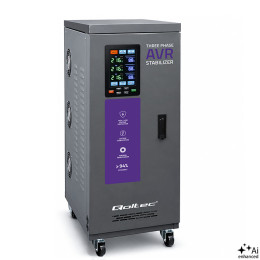 Qoltec Tr&oacute;jfazowy stabilizator napięcia AVR MULTIPROTECTION | 15kVA | Dokładność &plusmn; 3% | Serwomotor 3F | LCD