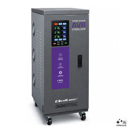 Qoltec Tr&oacute;jfazowy stabilizator napięcia AVR MULTIPROTECTION | 30kVA | Dokładność &plusmn; 3% | Serwomotor 3F | LCD
