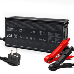 Qoltec Specjalistyczna ładowarka do akumulatora LiFePO4 12V | 30A | PF 0.9 | LED | Inteligentne ładowanie 