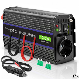 Qoltec Przetwornica napięcia Monolith 1200 MS Wave | 12V na 230V | 600/1200W | USB