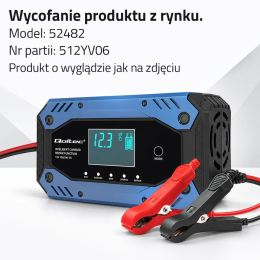 Qoltec Inteligentna ładowarka do akumulatora STD AGM GEL LiFePO4 | Prostownik z funkcją naprawy |12-24V |10A | LCD | 9 - stopniowe ładowanie
