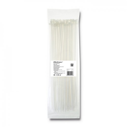 Qoltec Opaski zaciskowe Trytki kablowe | 4.8*350mm | 100 szt. | Nylon66 | UV | Białe