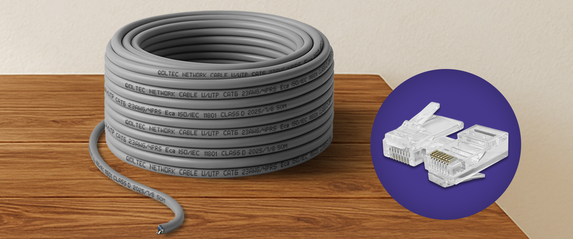 Qoltec Patchcord CAT6 50m 1Gb/s Cu szary LAN